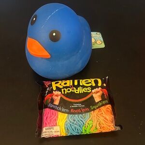 NeeDoh Bundle Ramen Noodlies + Laffy Quacks Duck Blue Squishy Squish stretch NEW
